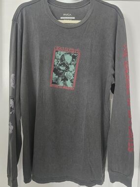 RVCA Men's Size Large Gray Long Sleeve Graphic T-Shirt Nature vs Industry
